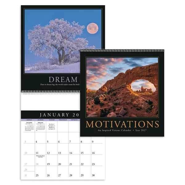 12 x 25 Motivations 2024 wall calendar on 65# glossy paper... from ASI 40480 Koozie Group / Norwood Triumph Calendar