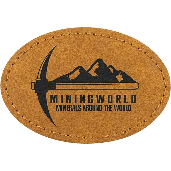 3" x 2" Creekside Oval PU leatherette garment patch.... from ASI 74601 Calico