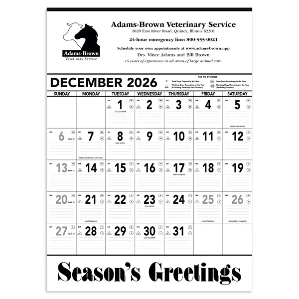 Triumph® Calendars Black & White Contractor Memo... from ASI 40480 Koozie Group / Norwood Triumph Calendar