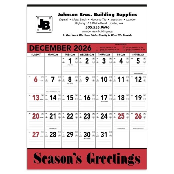 Triumph® Calendars Red & Black Contractor Memo... from ASI 40480 Koozie Group / Norwood Triumph Calendar