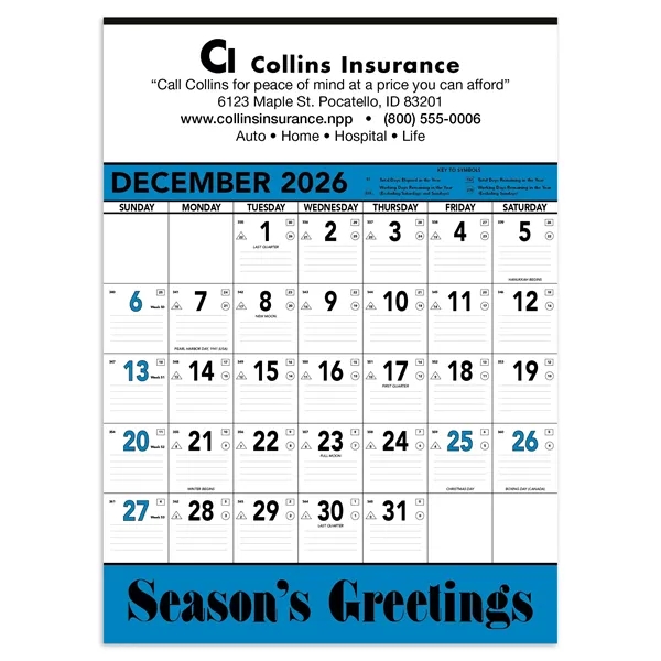 Triumph® Calendars Blue & Black Contractor Memo... from ASI 40480 Koozie Group / Norwood Triumph Calendar
