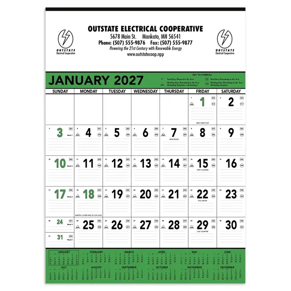 Triumph® Calendars Green & Black Contractor Memo... from ASI 40480 Koozie Group / Norwood Triumph Calendar