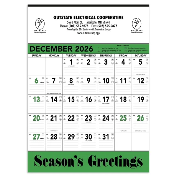 Triumph® Calendars Green & Black Contractor Memo... from ASI 40480 Koozie Group / Norwood Triumph Calendar