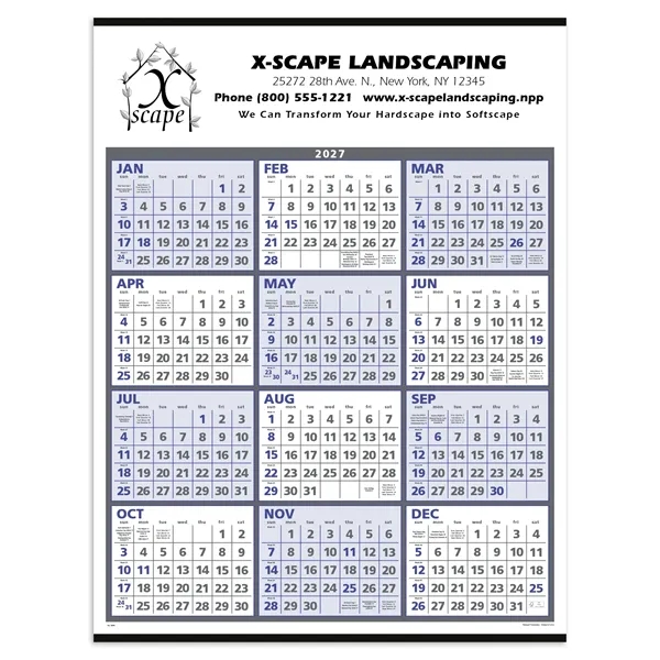 2024 Span-A-Year 22 x 29 wall calendar with blue and gray... from ASI 40480 Koozie Group / Norwood Triumph Calendar