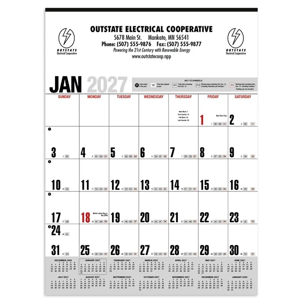 Yearly Record® Gray with Red Calendar... from ASI 40480 Koozie Group / HotLine®