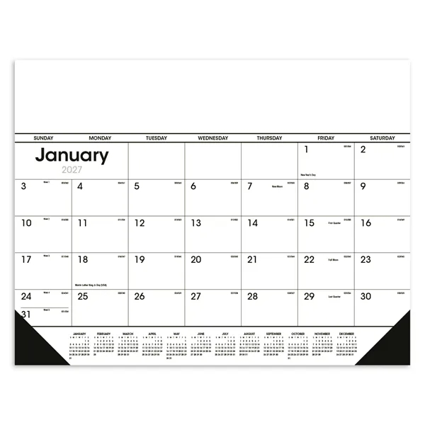 Black & White Desk Pad with Vinyl Corners... from ASI 40480 Koozie Group / Norwood Triumph Calendar