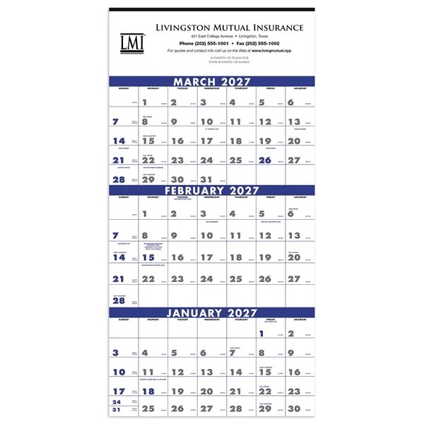 3-Month Planner (4-Sheet)... from ASI 40480 Koozie Group / Norwood Triumph Calendar