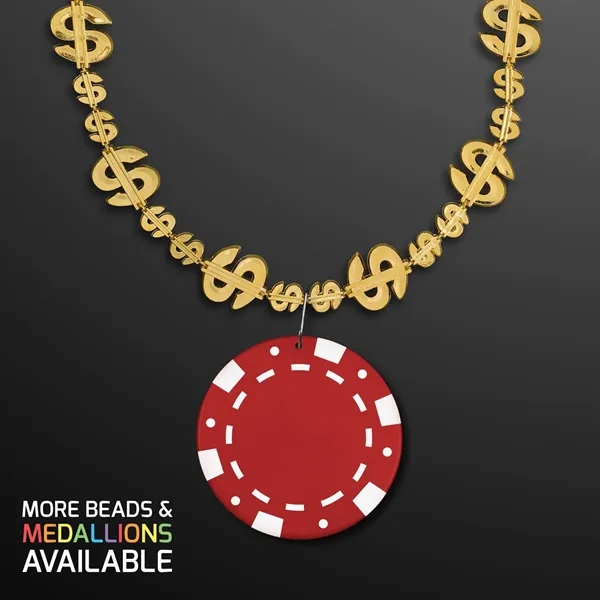 Shiny Gold Dollar Necklace with Vegas Sign Medallion; Imprinted Pricing... from ASI 34194 ALightPromos