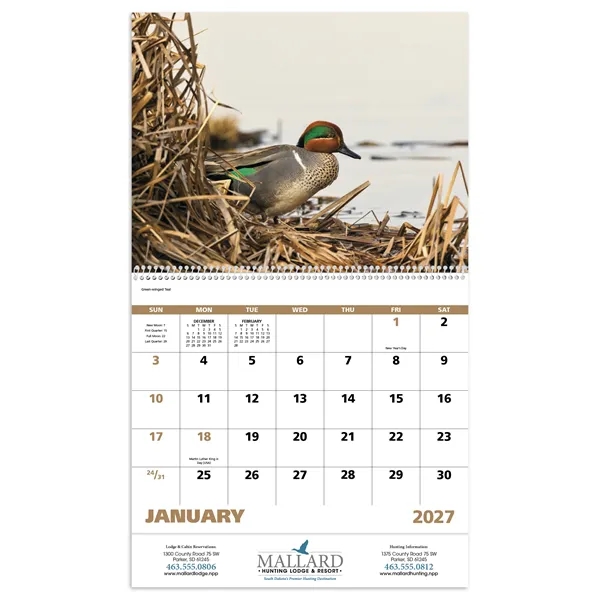 11 x 19 2024 Waterfowl 13-month spiral bound calendar on 60#... from ASI 40480 Koozie Group / Norwood Triumph Calendar