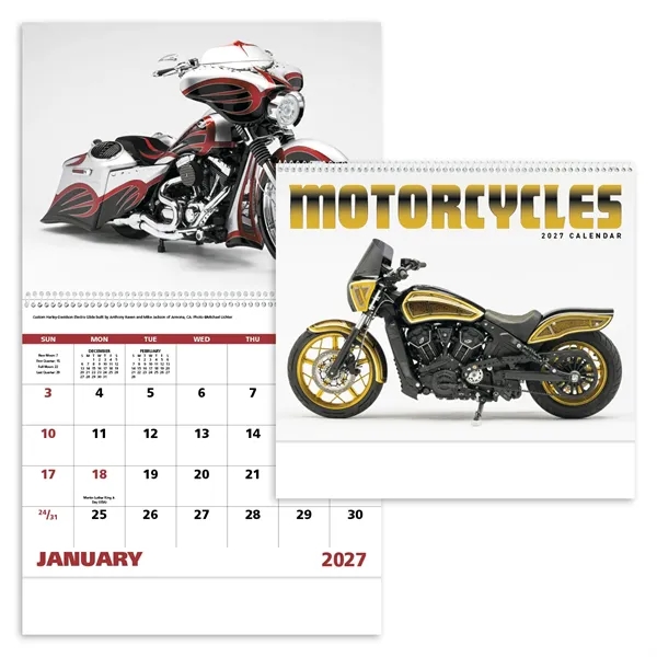 11 x 19 2024 Motorcycles calendar on #60 glossy paper with... from ASI 40480 Koozie Group / Norwood Triumph Calendar
