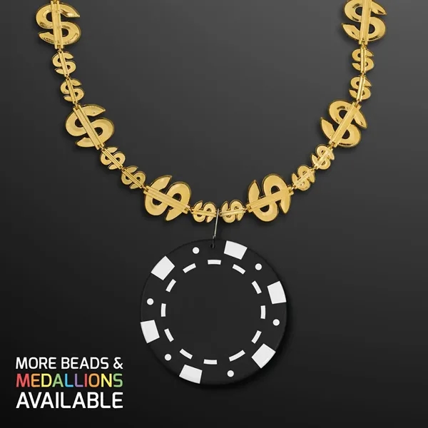 Shiny Gold Dollar Necklace with Vegas Sign Medallion; Imprinted Pricing... from ASI 34194 ALightPromos