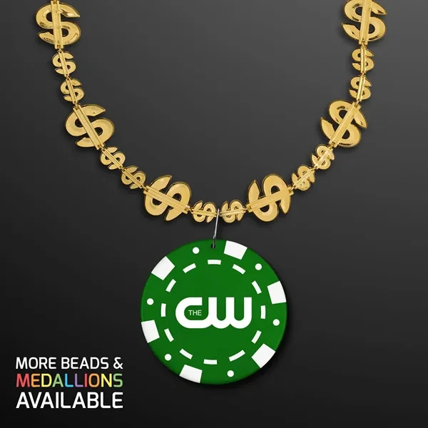 Shiny Gold Dollar Necklace with Vegas Sign Medallion; Imprinted Pricing... from ASI 34194 ALightPromos