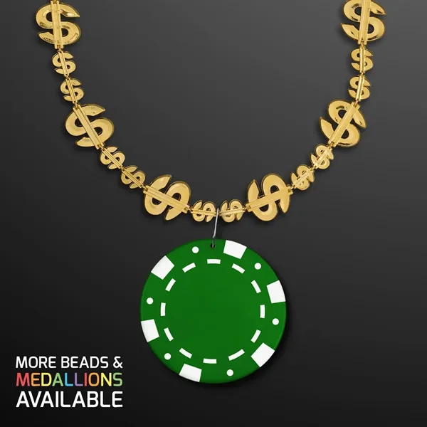 Shiny Gold Dollar Necklace with Vegas Sign Medallion; Imprinted Pricing... from ASI 34194 ALightPromos