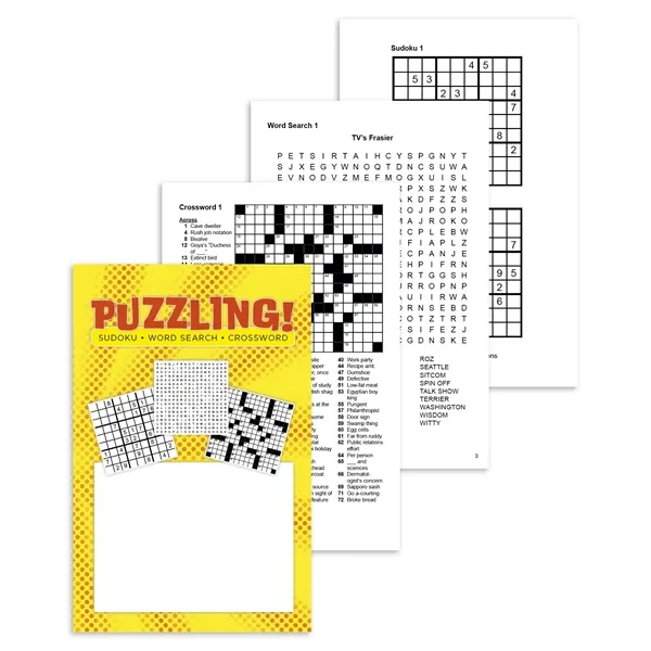 5 1/2" x 8 1/2" 64-page Puzzling! book on 50# offset... from ASI 40480 Koozie Group / Norwood Triumph Calendar
