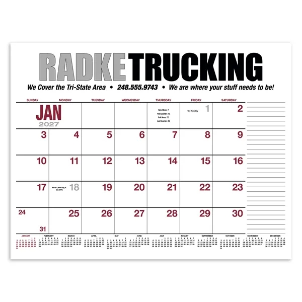 13-Month Desk Pad Calendar... from ASI 40480 Koozie Group / HotLine®