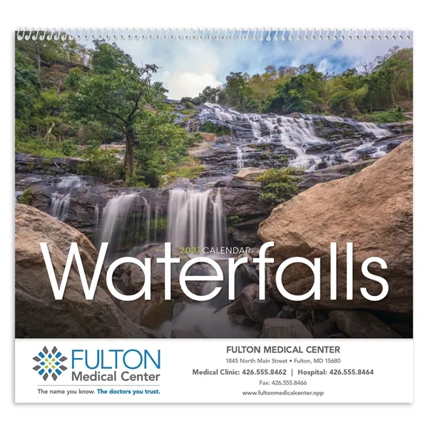 11 x 19 2024 Waterfalls calendar on 70# glossy paper with... from ASI 40480 Koozie Group / Norwood Triumph Calendar