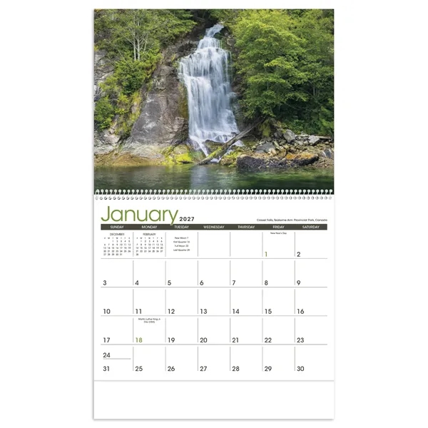 11 x 19 2024 Waterfalls calendar on 70# glossy paper with... from ASI 40480 Koozie Group / Norwood Triumph Calendar