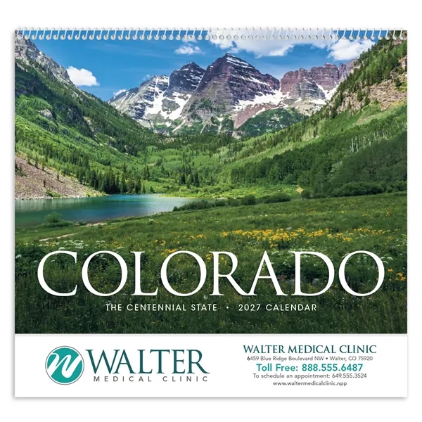11 x 19 2024 Colorado wall calendar on 70# glossy paper... from ASI 40480 Koozie Group / Norwood Triumph Calendar