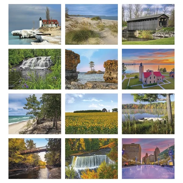 11 x 19 2024 Michigan calendar on 70# glossy paper with... from ASI 40480 Koozie Group / Norwood Triumph Calendar