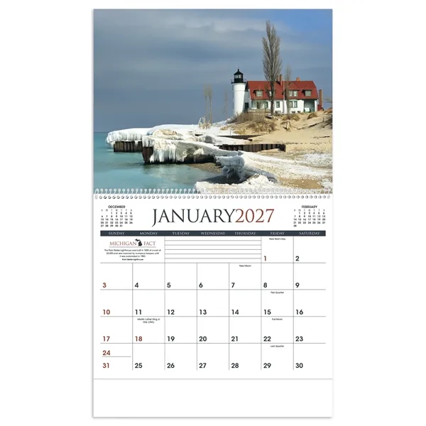 11 x 19 2024 Michigan calendar on 70# glossy paper with... from ASI 40480 Koozie Group / Norwood Triumph Calendar