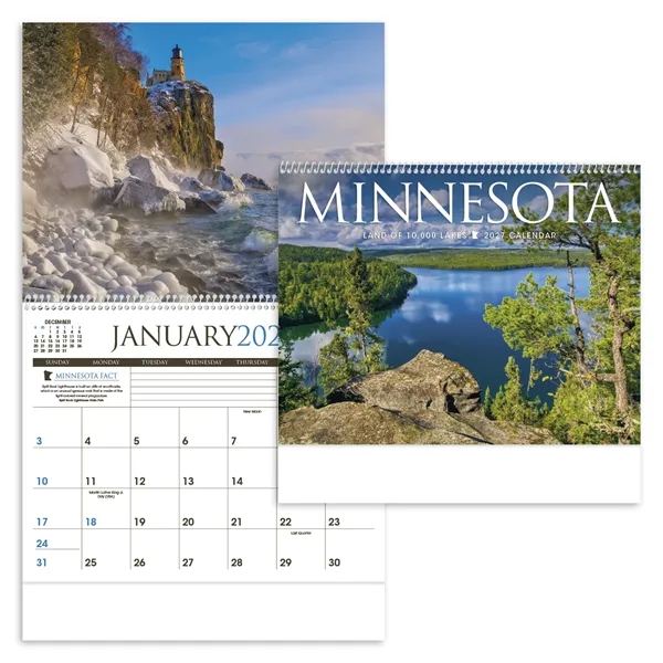 11 x 19 2024 Minnesota calendar on 70# glossy paper with... from ASI 40480 Koozie Group / Norwood Triumph Calendar