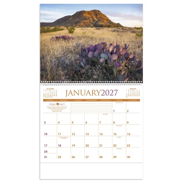 11 x 19 2024 Texas calendar on 70# glossy paper with... from ASI 40480 Koozie Group / Norwood Triumph Calendar