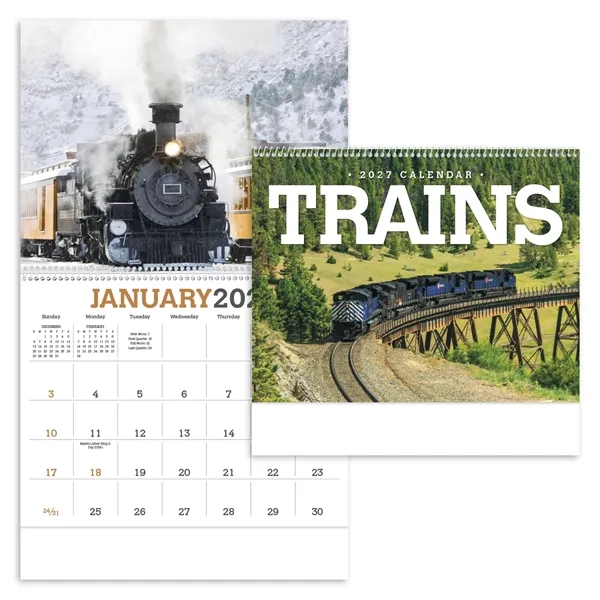 11 x 19 2024 Trains calendar on 70# glossy paper with... from ASI 40480 Koozie Group / Norwood Triumph Calendar