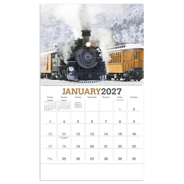 11 x 19 2024 Trains calendar on 70# glossy paper with... from ASI 40480 Koozie Group / Norwood Triumph Calendar