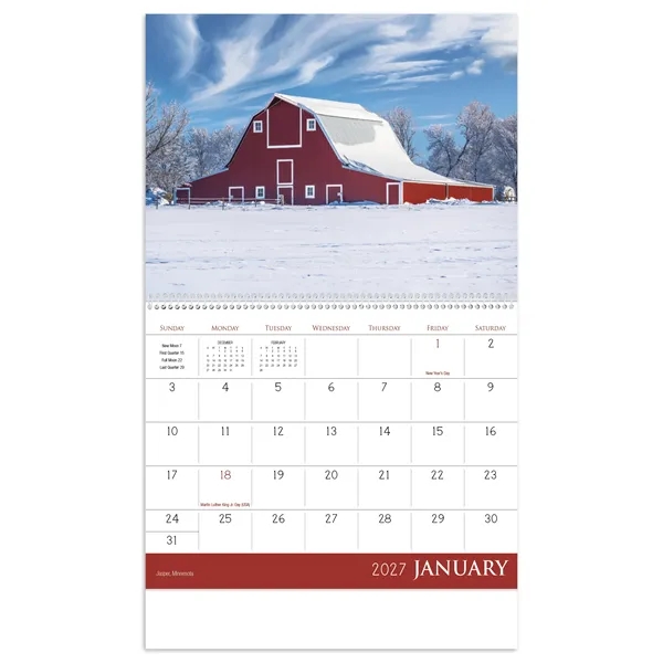 11 x 19 2024 Barns calendar 70# glossy paper with UV-coated... from ASI 40480 Koozie Group / Norwood Triumph Calendar