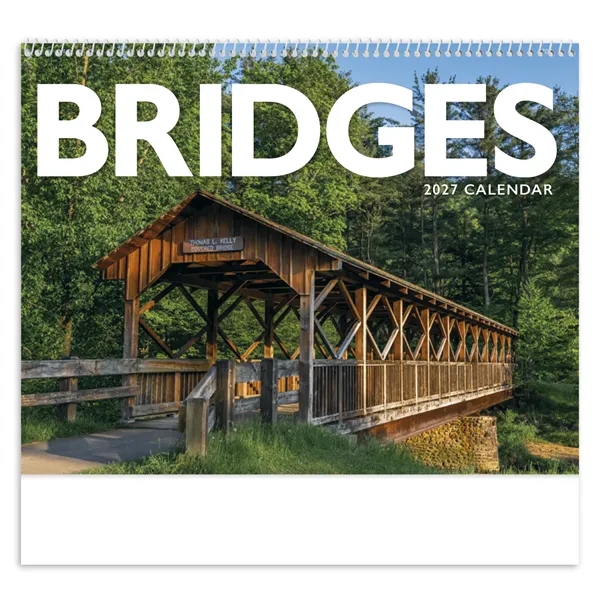 11 x 19 Bridges 2024 spiral-bound wall calendar on 70# glossy... from ASI 40480 Koozie Group / Norwood Triumph Calendar