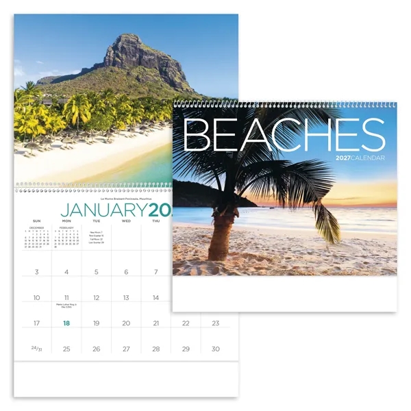 11 x 19 2024 Beaches calendar on 70# glossy paper with... from ASI 40480 Koozie Group / Norwood Triumph Calendar