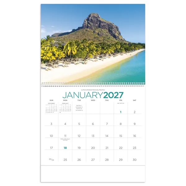 11 x 19 2024 Beaches calendar on 70# glossy paper with... from ASI 40480 Koozie Group / Norwood Triumph Calendar
