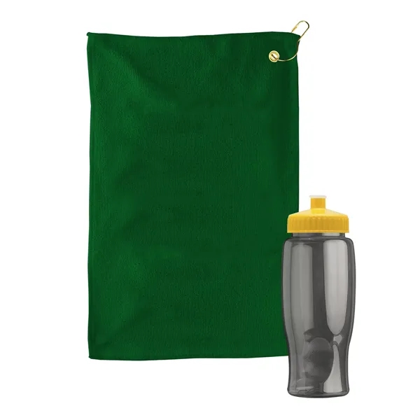 27 oz. Poly-pure transparent bottle with microfiber golf towel. Towel is... from ASI 40480 Koozie Group