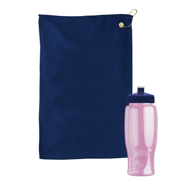 27 oz. Poly-pure transparent bottle with microfiber golf towel. Towel is... from ASI 40480 Koozie Group