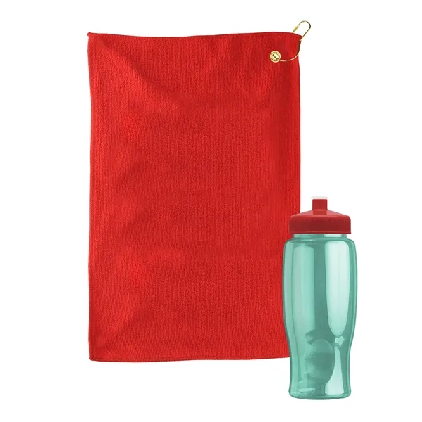 27 oz. Poly-pure transparent bottle with microfiber golf towel. Towel is... from ASI 40480 Koozie Group