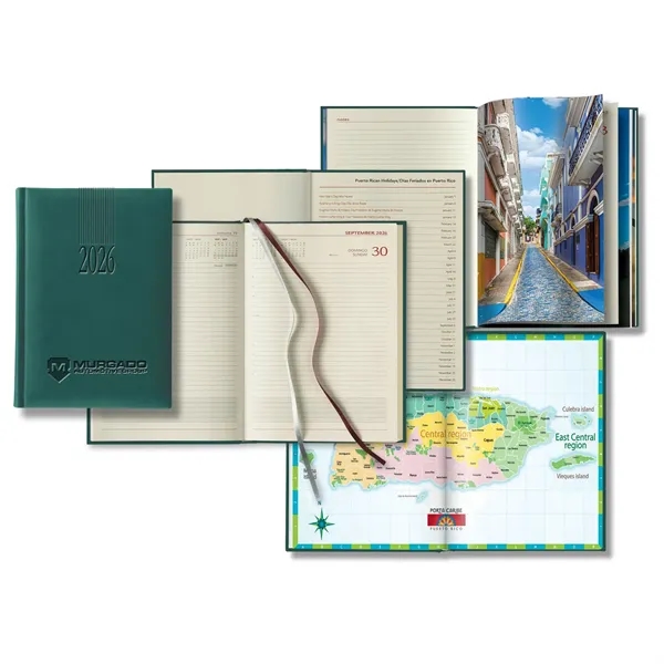 Polyurethane Puerto Rico daily planner with 416 lined pages and ribbon... from ASI 68507 The Magnet Group / Castelli