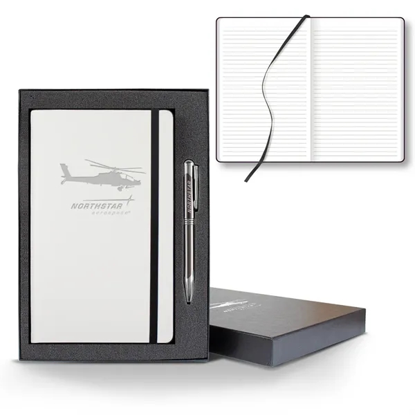 White Laser Medio Lined White Page Journal Gift Set... from ASI 68507 The Magnet Group / Castelli