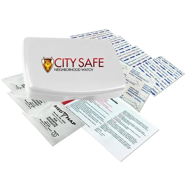 No medication first aid kit in durable, reusable, living hinge box.... from ASI 40480 Koozie Group