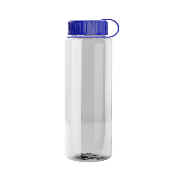 Transparent sports bottle, 32 oz. made of recycled PETE with tethered... from ASI 40480 Koozie Group