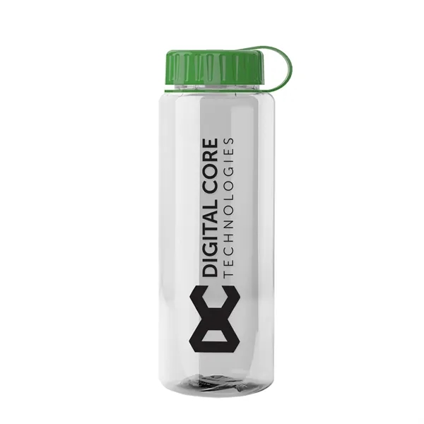 Transparent sports bottle, 32 oz. made of recycled PETE with tethered... from ASI 40480 Koozie Group