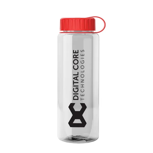 Transparent sports bottle, 32 oz. made of recycled PETE with tethered... from ASI 40480 Koozie Group