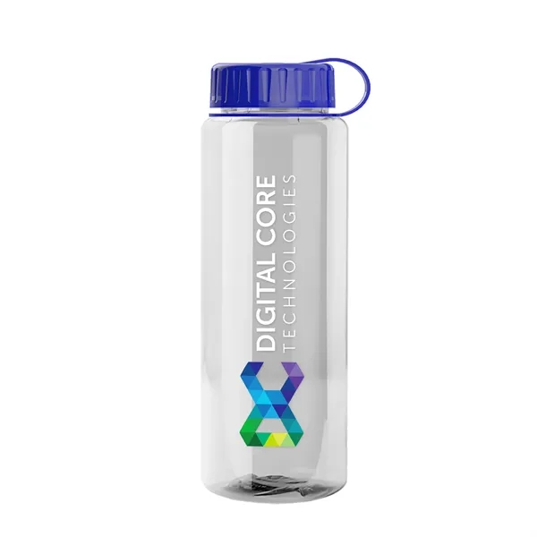 Transparent sports bottle, 32 oz. made of recycled PETE with tethered... from ASI 40480 Koozie Group