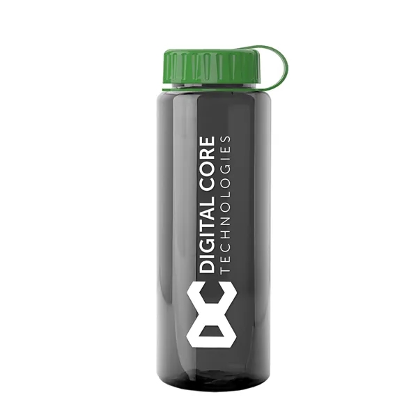 Transparent sports bottle, 32 oz. made of recycled PETE with tethered... from ASI 40480 Koozie Group