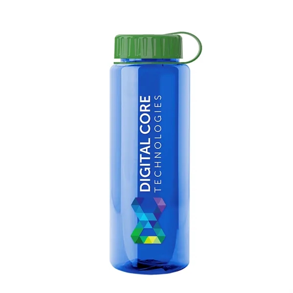 Transparent sports bottle, 32 oz. made of recycled PETE with tethered... from ASI 40480 Koozie Group
