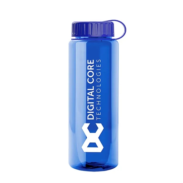 Transparent sports bottle, 32 oz. made of recycled PETE with tethered... from ASI 40480 Koozie Group