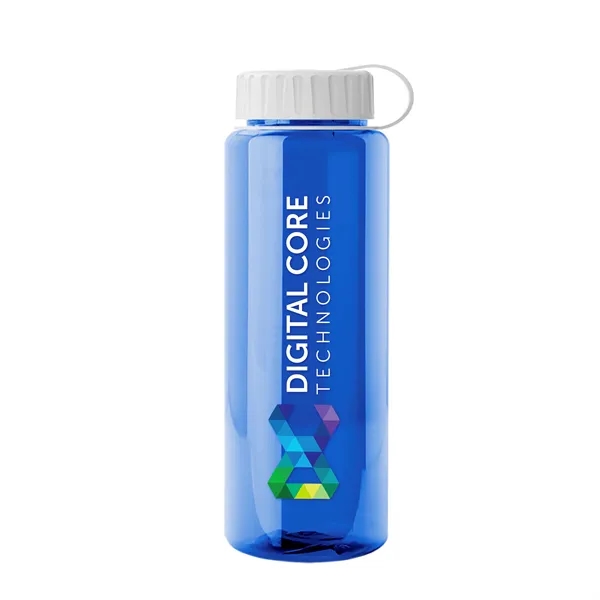 Transparent sports bottle, 32 oz. made of recycled PETE with tethered... from ASI 40480 Koozie Group