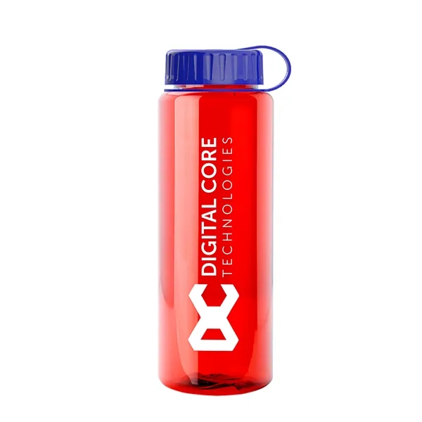 Transparent sports bottle, 32 oz. made of recycled PETE with tethered... from ASI 40480 Koozie Group
