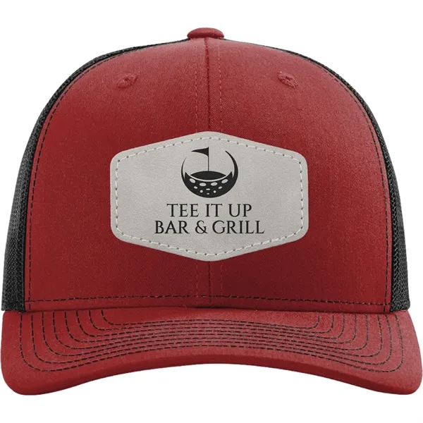 Richardson 112 snapback six-panel cotton and polyester trucker cap with leatherette... from ASI 74601 Calico