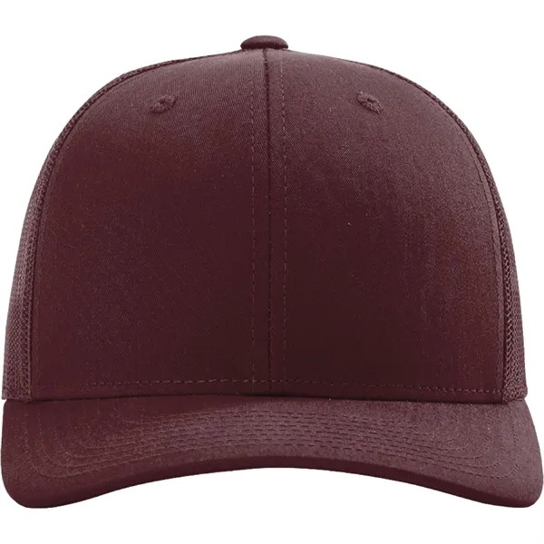 Richardson 112 snapback six-panel cotton and polyester trucker cap with leatherette... from ASI 74601 Calico