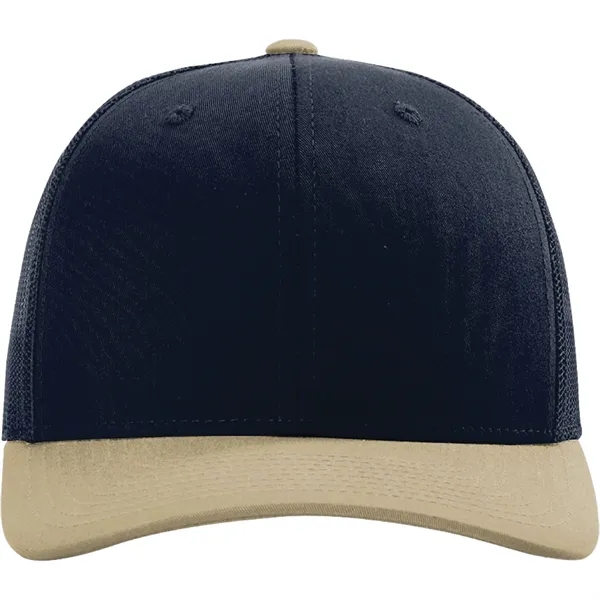 Richardson 112 snapback six-panel cotton and polyester trucker cap with leatherette... from ASI 74601 Calico